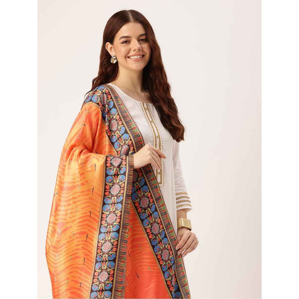 Ishin Orange Cotton Dupatta | 1006