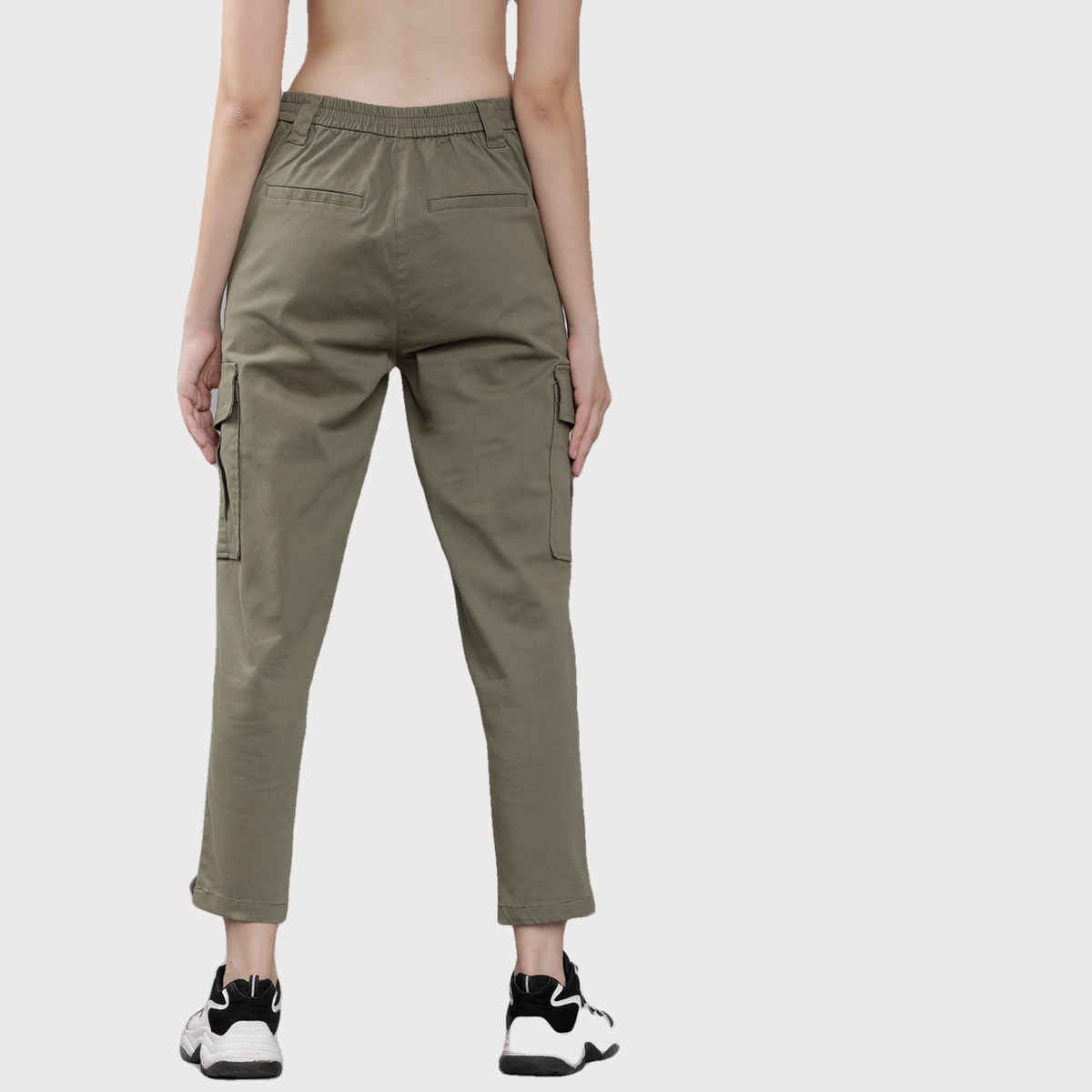 Tokyo Talkies Women's Regular Fit Solid Cargos | Olive Green - 34