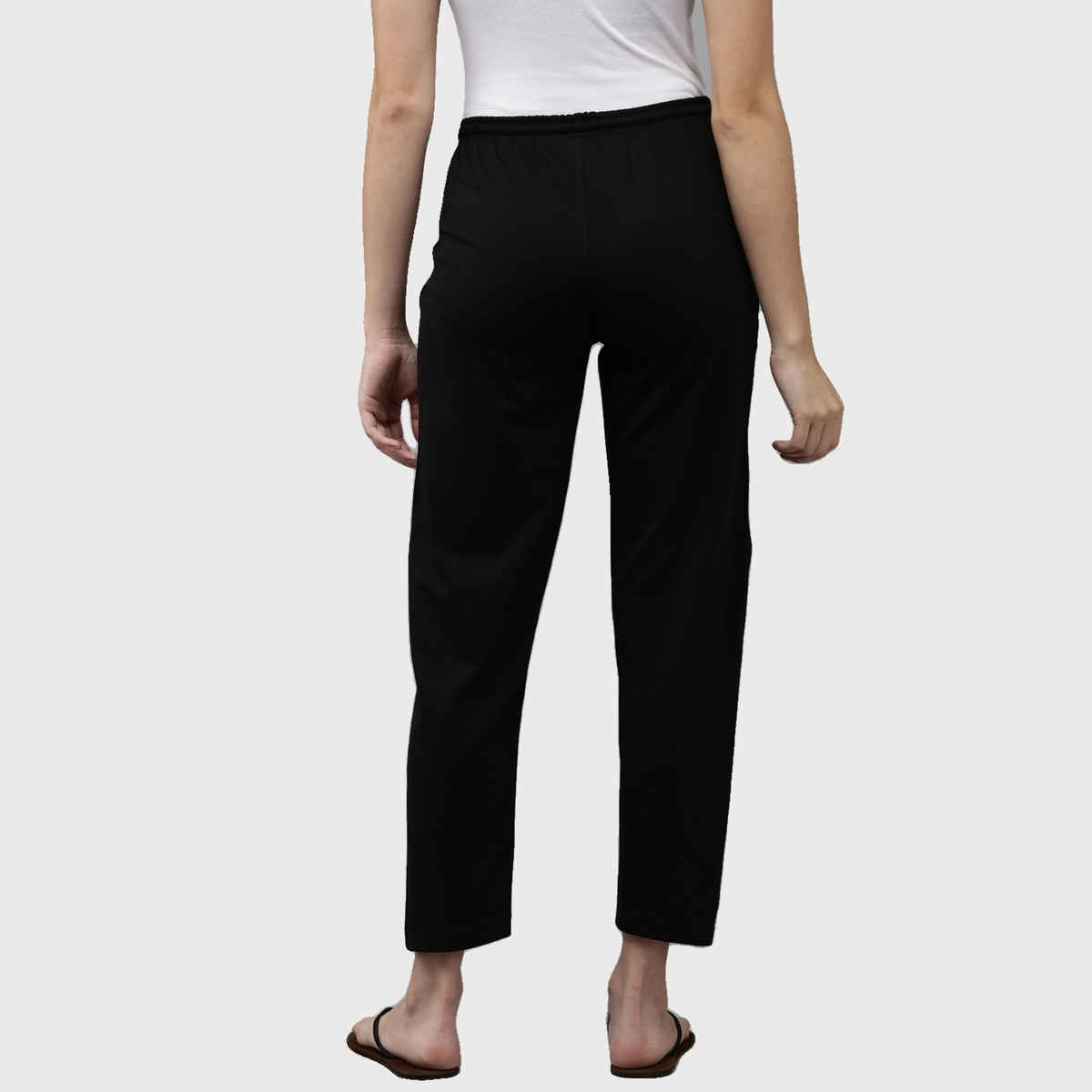 Kryptic Women's Pure Cotton Solid Lounge Pant | Black - L