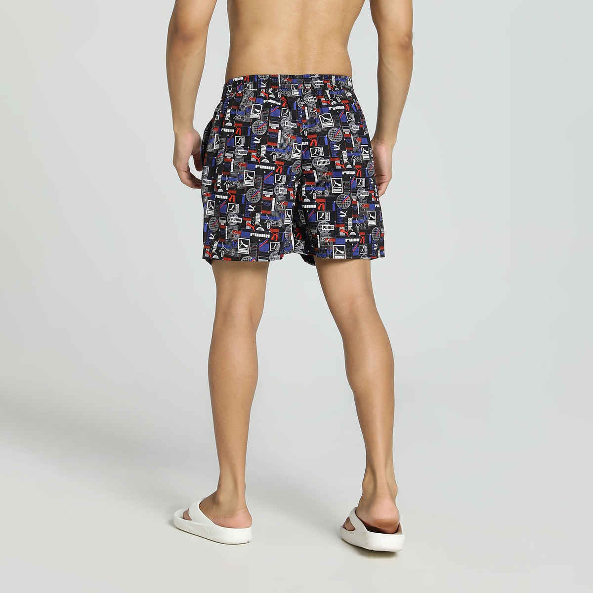 Puma Men s Printed Woven Boxers with Side Pocket | Flat Light Gray | XL