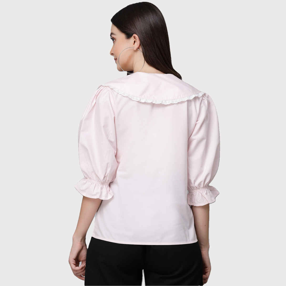 Stylel Quotient Women Solid Ligh Pink Polycotton Smart Casual Shirt | S | SS23SQLUSHA - Light Pink