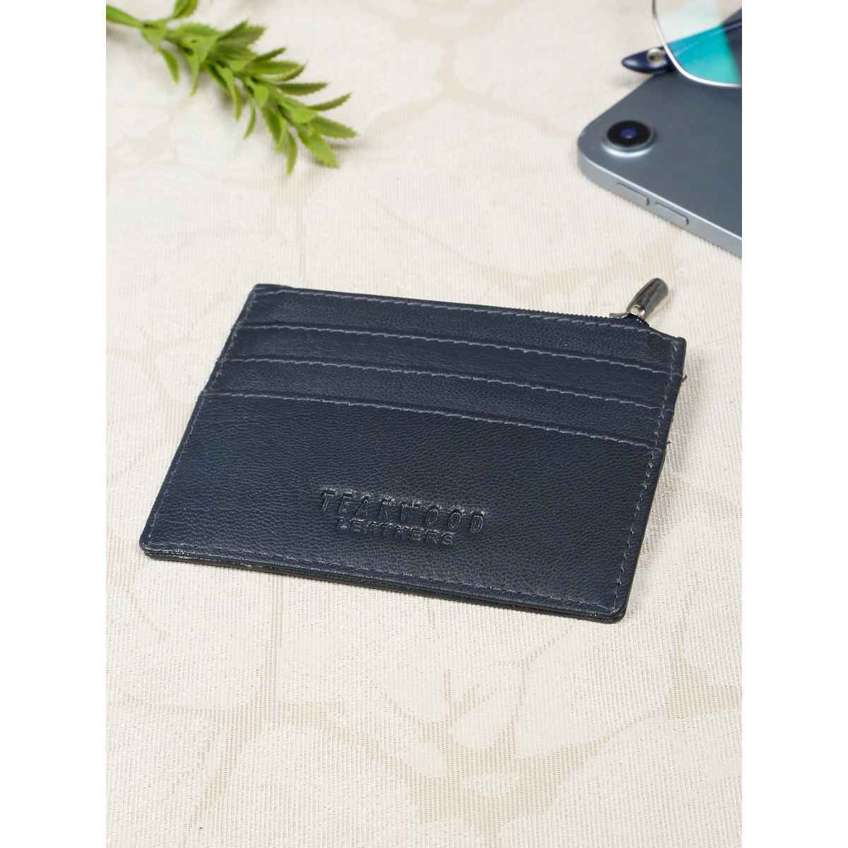 Teakwood Men's Solid Genuine Leather Wallet | Blue - One Size