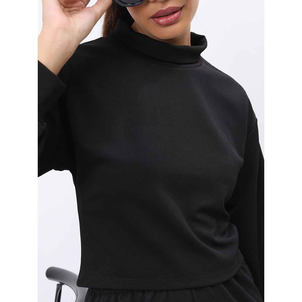 Ketch Women Turtle Neck Top With Trouser Co-ords | Black | M