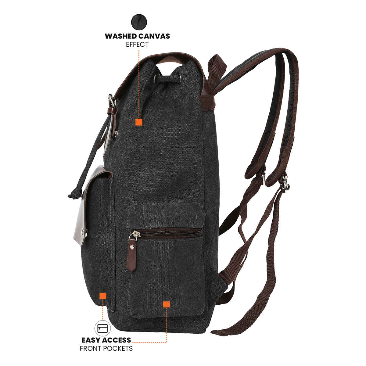 Fur Jaden Unisex Canvas and Vegan Leather 22 L Laptop Bag | Black