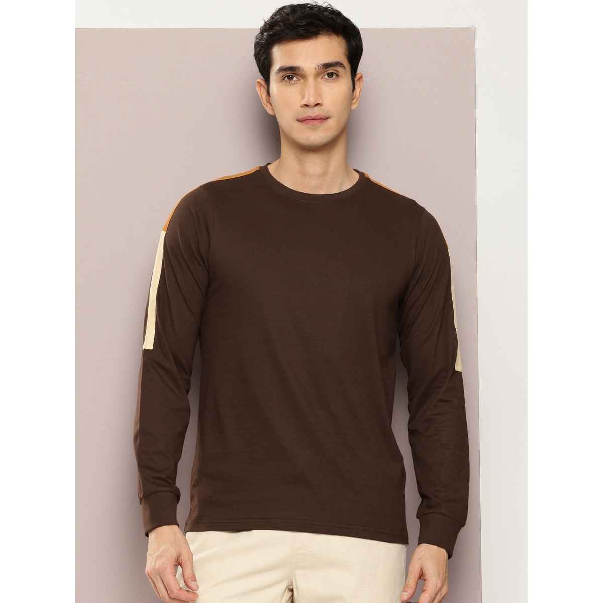 Dillinger Men's Pure Cotton Long Sleeves T-shirt | Brown - M