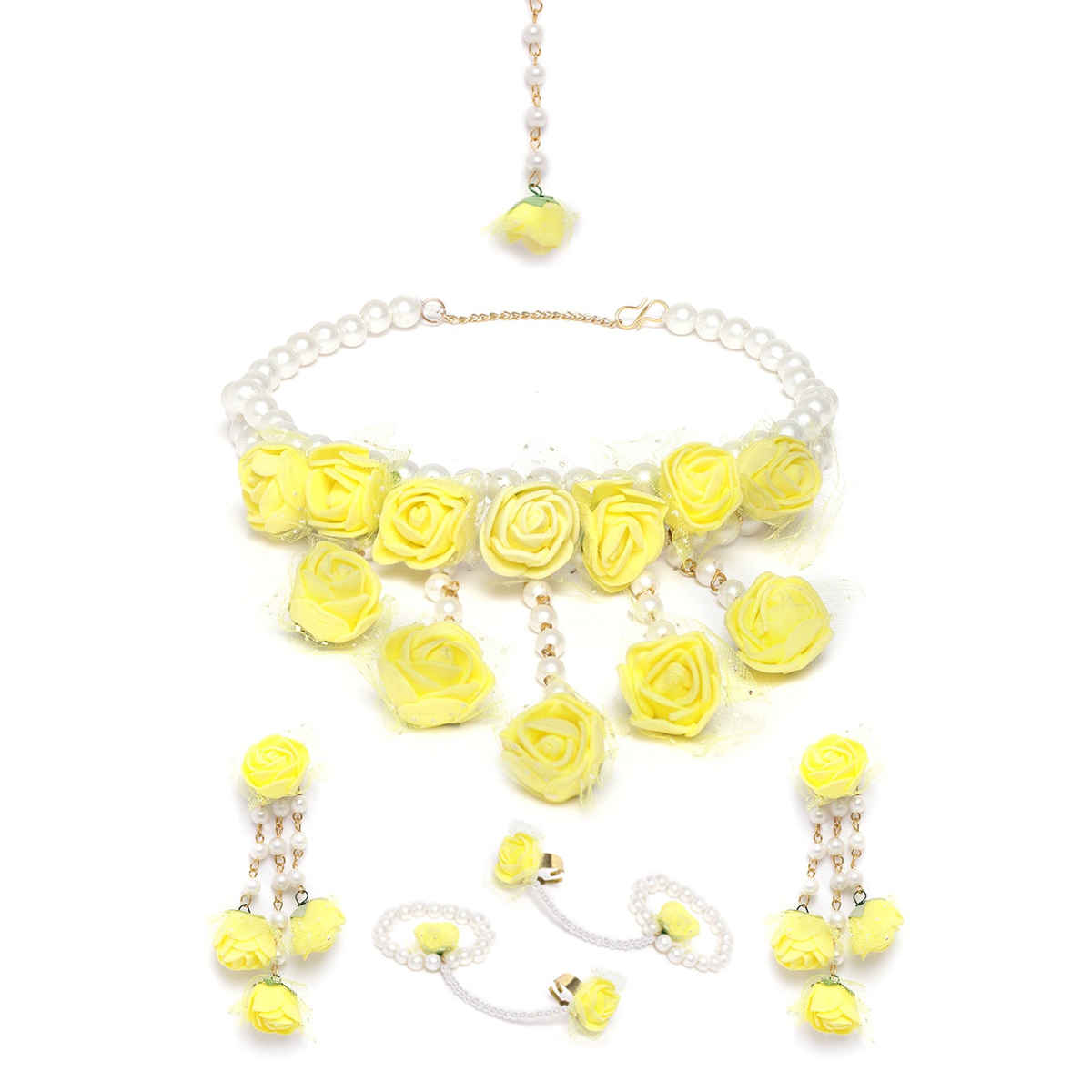 YouBella Stylish Latest Traditional Haldi Jewellery Pearl Jewellery Set for Women (YBNK - 5542)