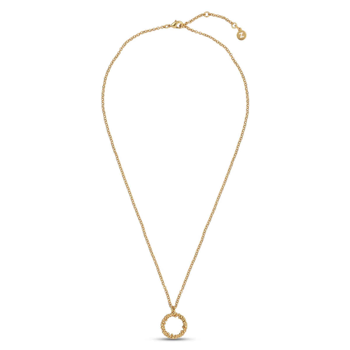 Real Gold Plated Z Bobble Circle Pendant Necklace - Gold