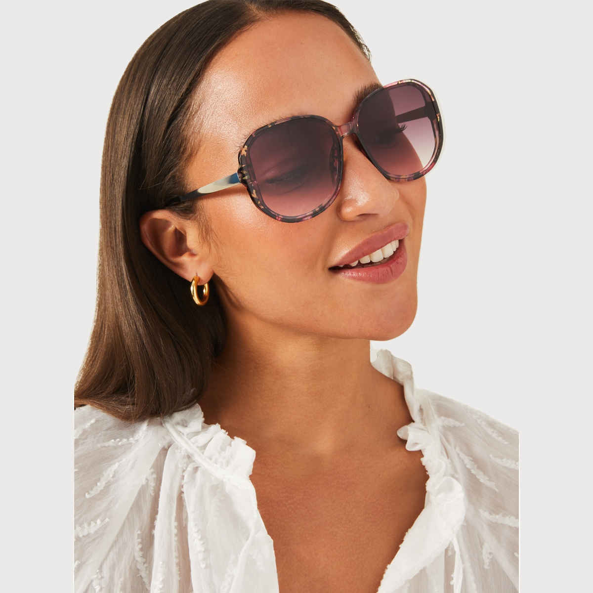 Accessorize London Women's Oversized Resin Frame Sunglasses - Purple
