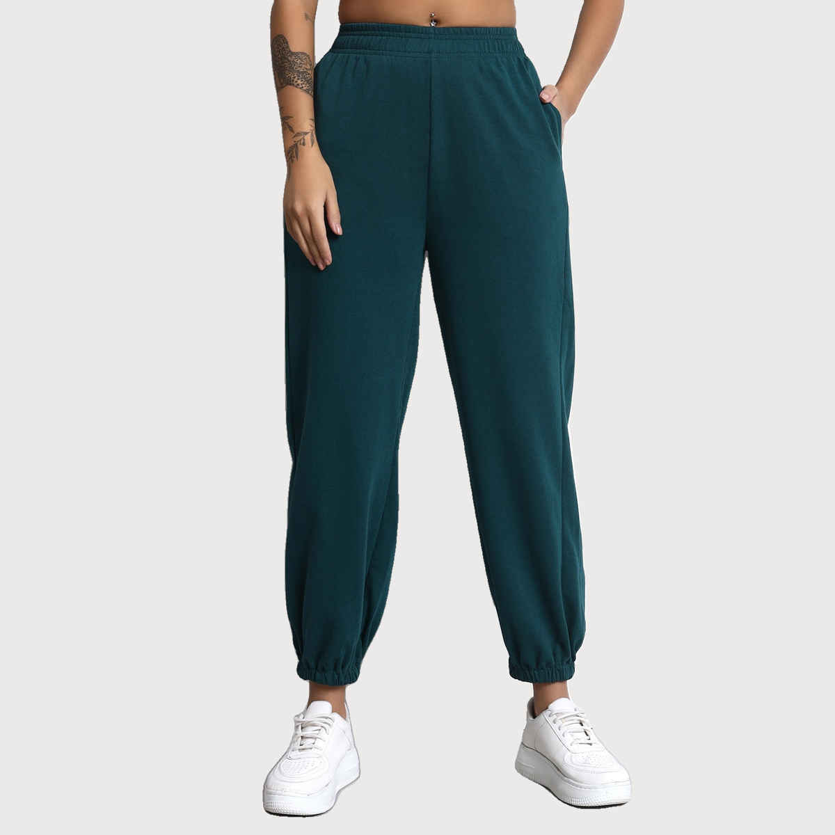 Q-rious Women's Cozyflex Joggers | Plaz-CARGO-2c | Teal & Olive - 28