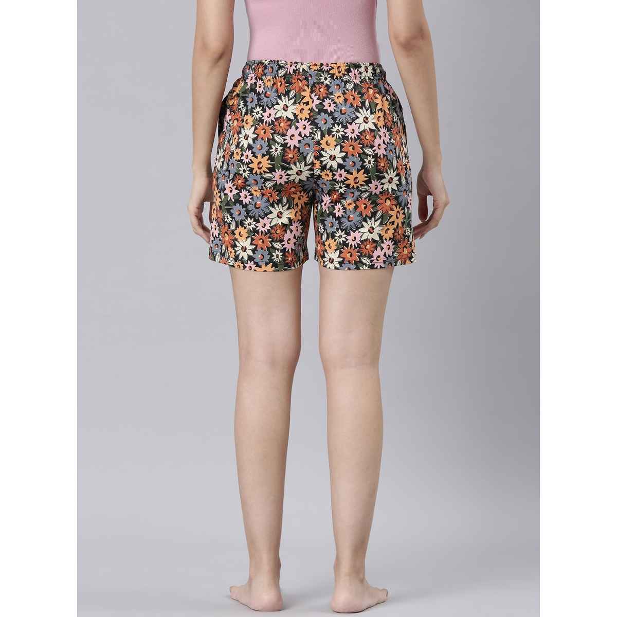 Go Colors Women's Printed Knit Lounge Shorts | Black - M