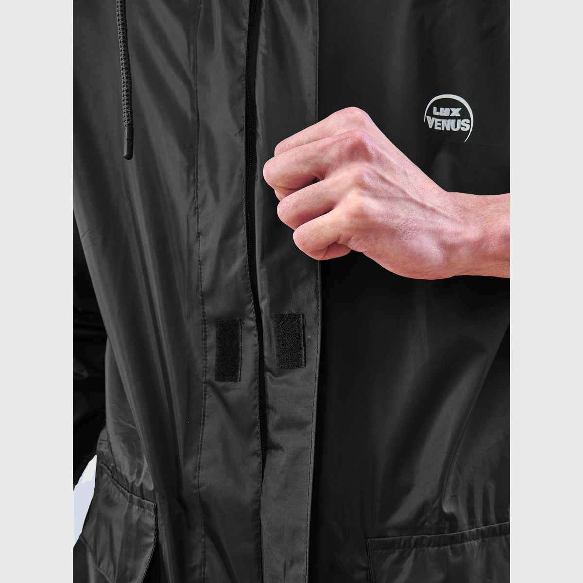 Lux Venus Long Overcoat Rainwear for Men - Black | L