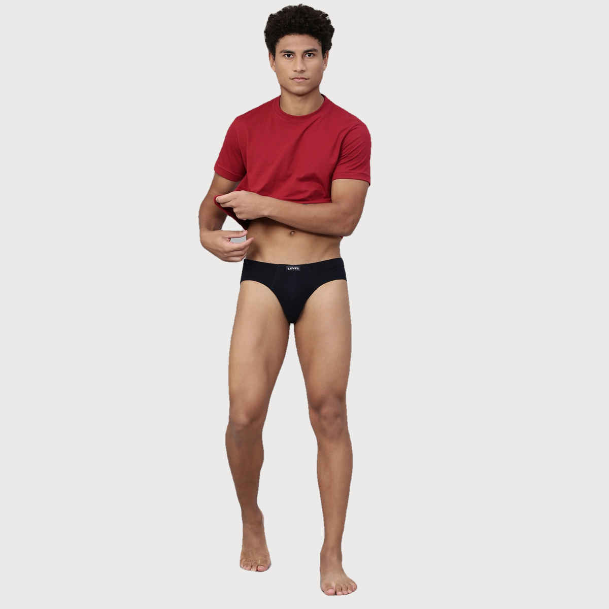 Levi's Innerwear Men's Solid Pure Cotton Brief | Navy and Wine - L