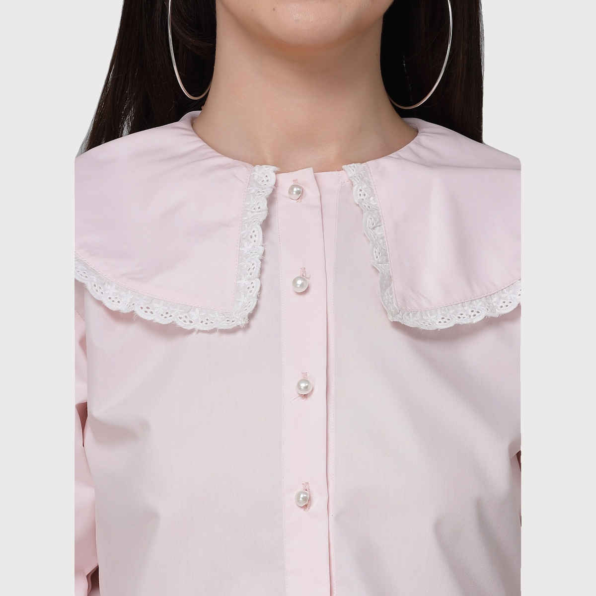 Stylel Quotient Women Solid Ligh Pink Polycotton Smart Casual Shirt | S | SS23SQLUSHA - Light Pink