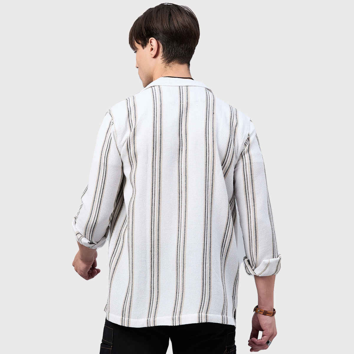 Style Quotient Mens Stripe solid Shirt | M | SS24SQHENCHMEN - Off-White