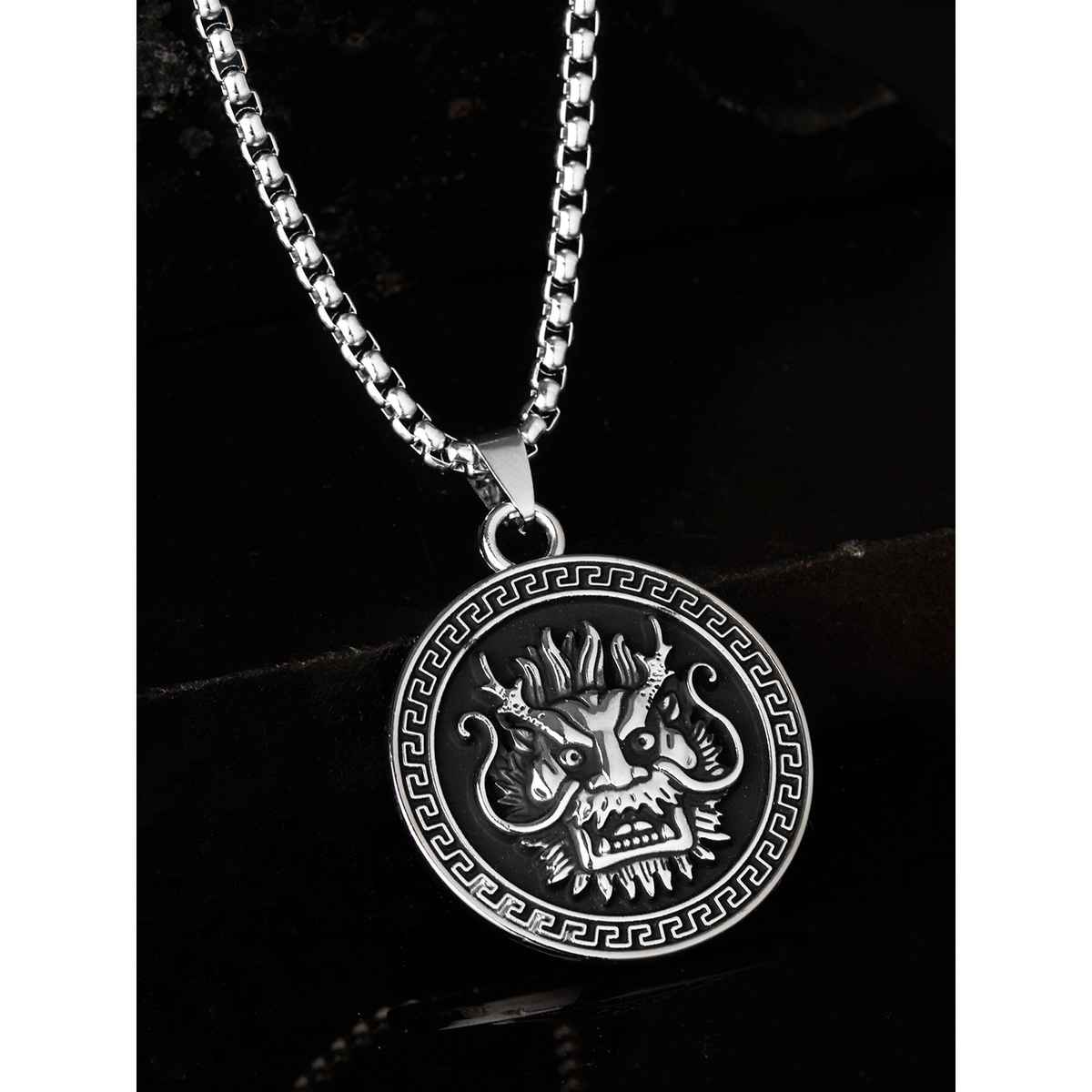 Rubans The Lifestyle Co Men Silver-Plated Black Tribal Chain