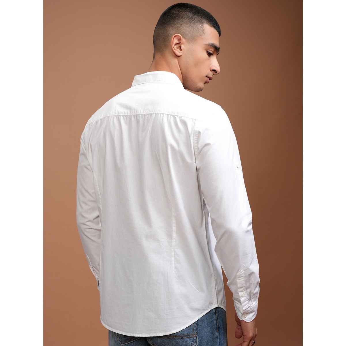 Highlander Men's Slim Fit Casual Shirt | White - M