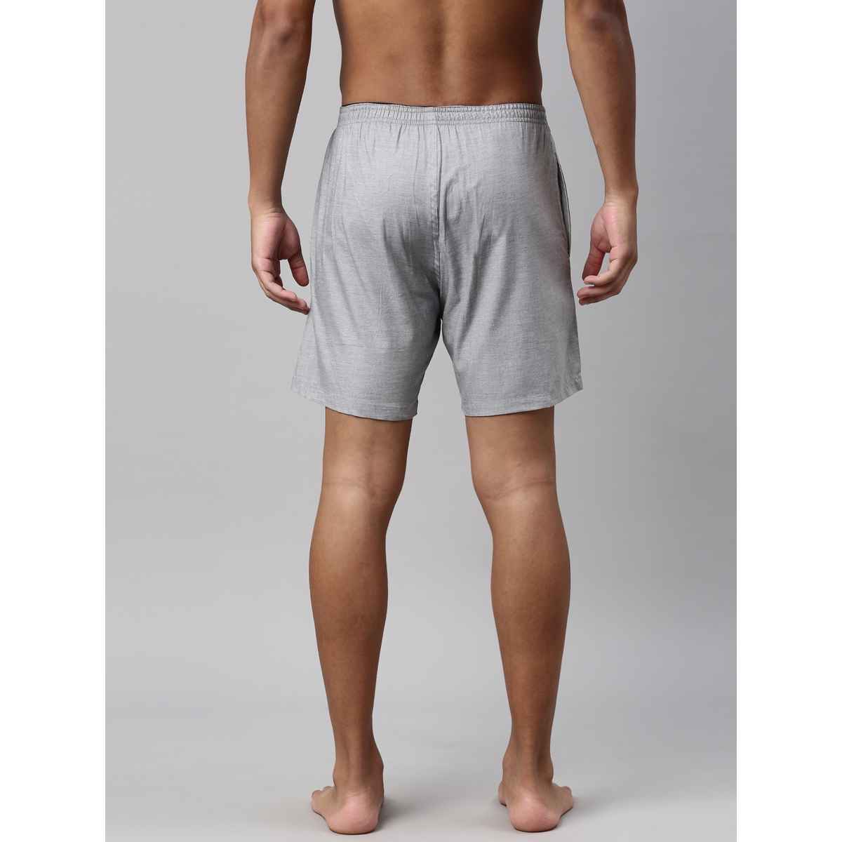 Levi's Men Solid Cotton Woven Soft Natural Hand Feel Boxer Shorts | Side Pocket | Grey Melange - M