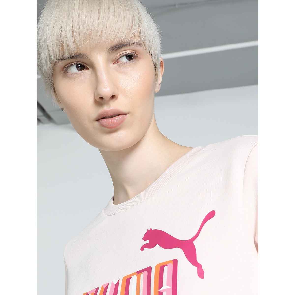 Puma Women's Sweatshirt Crew-Neck Graphics - Pink | M