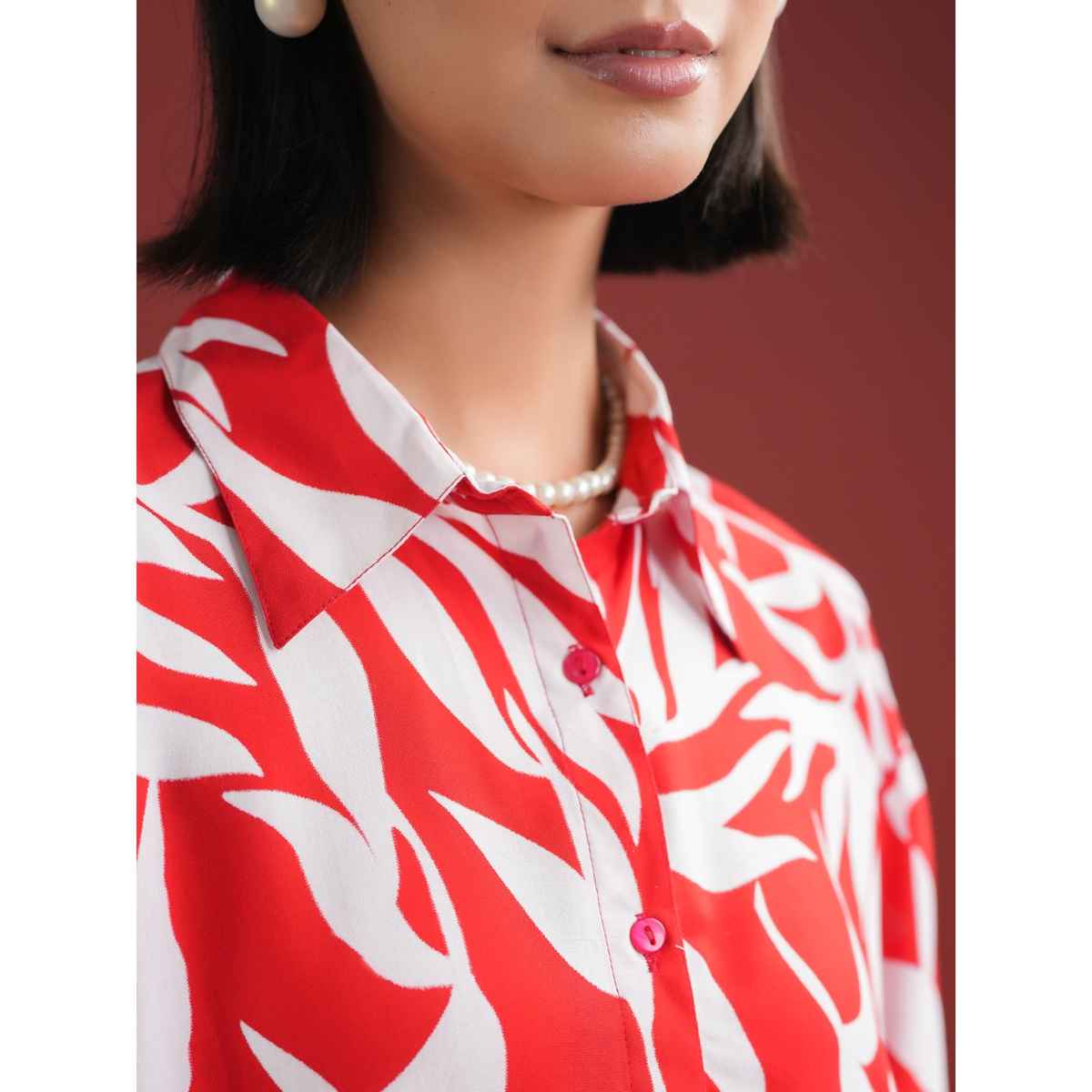 Sanskruti Homes Women's Red Floral Printed Night Suit Set | Se-nsp-859 | L