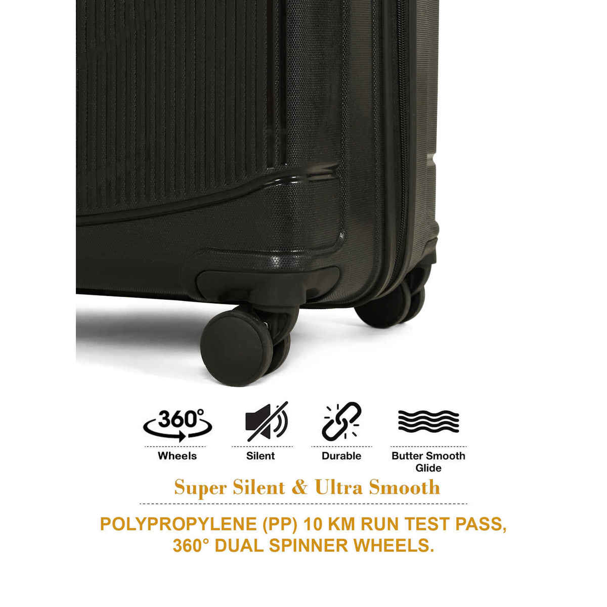 Teakwood Textured PP 48 L Telescopic Hard Luggage | Black - 55 cm
