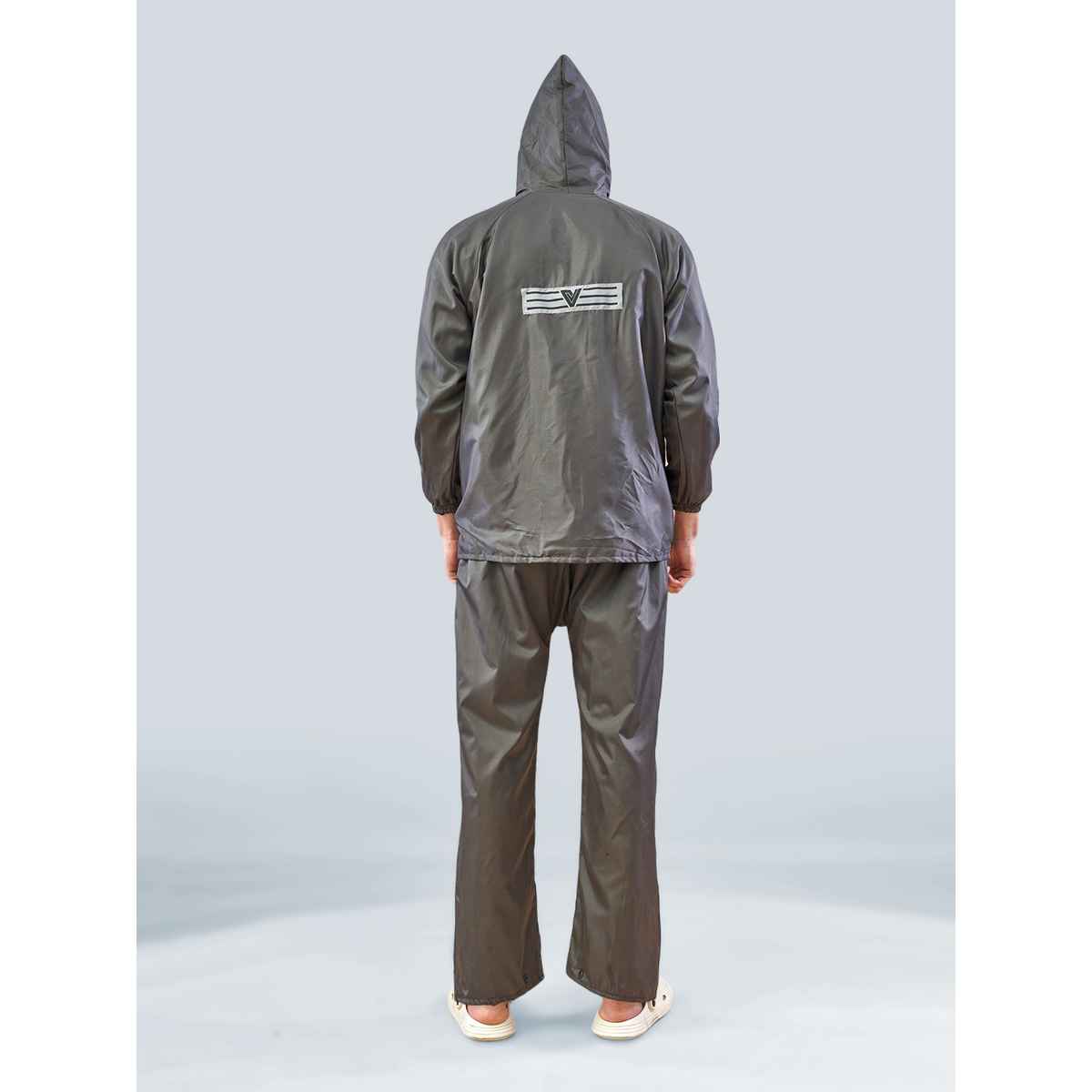 Lux Venus Lightweight Hooded Reversible Raincoat for Men With Waterproof Pant - Grey | 3XL