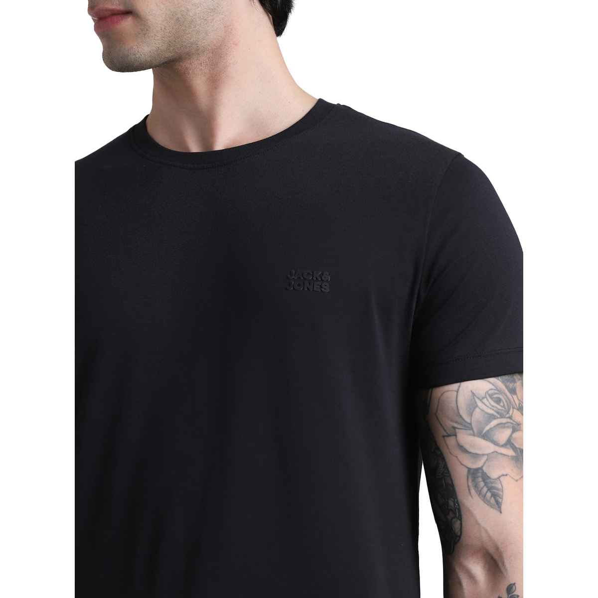 Jack & Jones Men's Cotton Slim fit T-shirt | Jet Black - XL