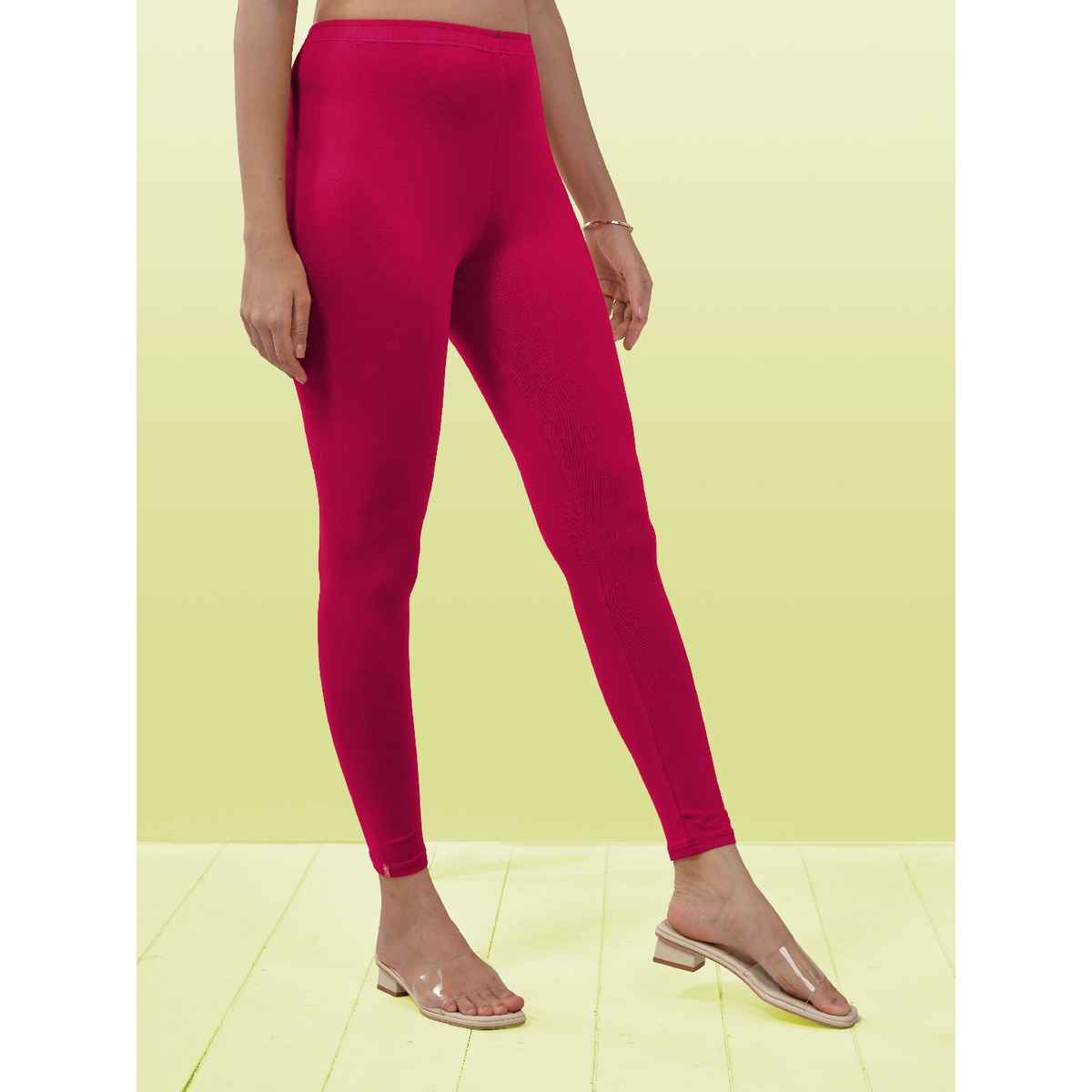 Lyra Women's Leggings Ankle Length | Rose Pink - Free Size