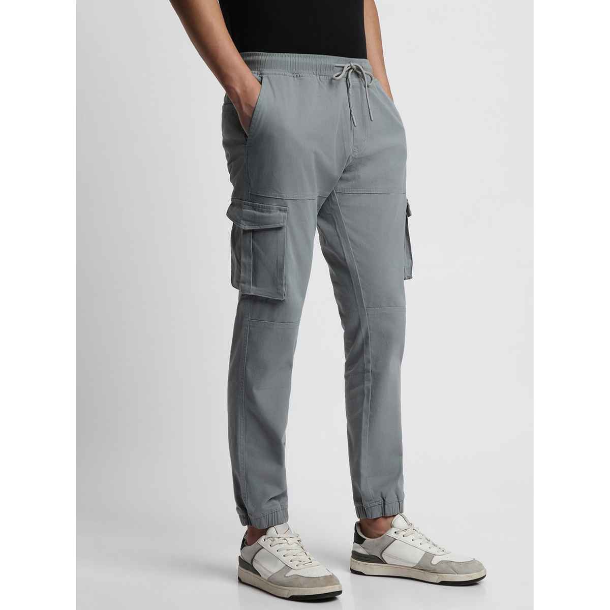 Dennis Lingo Men's Mid-Rise Plain Joggers | DLMWTS23033 AQ-36 | Aqua | 36