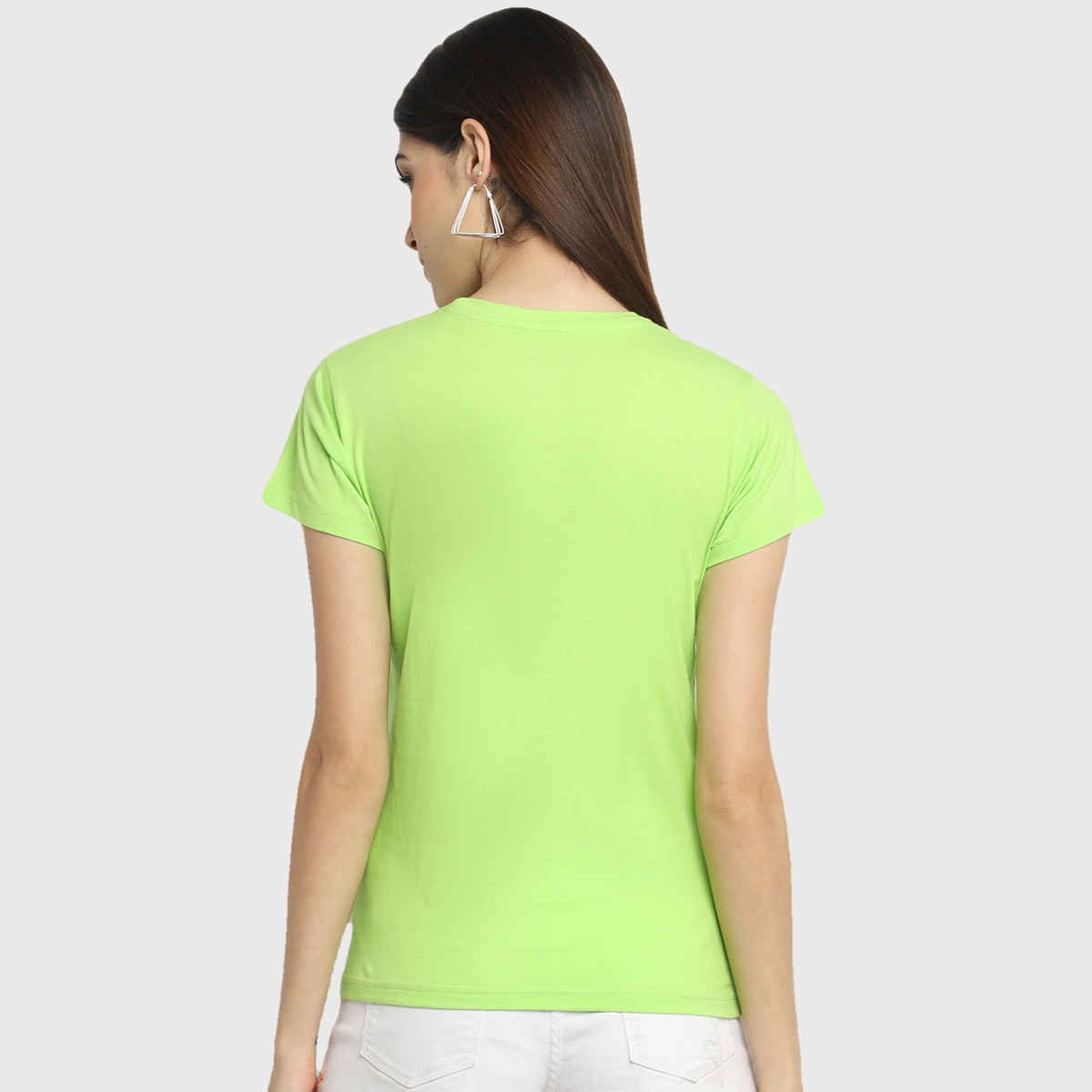 Fabflee Women Regular Cotton Printed Round Neck Tshirt | Green | FAB-WT-30 | M