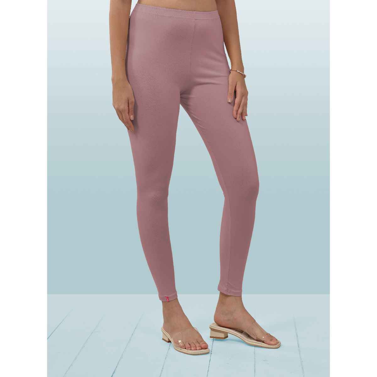 Lyra Women's Leggings Ankle Length | Rosy - Free Size
