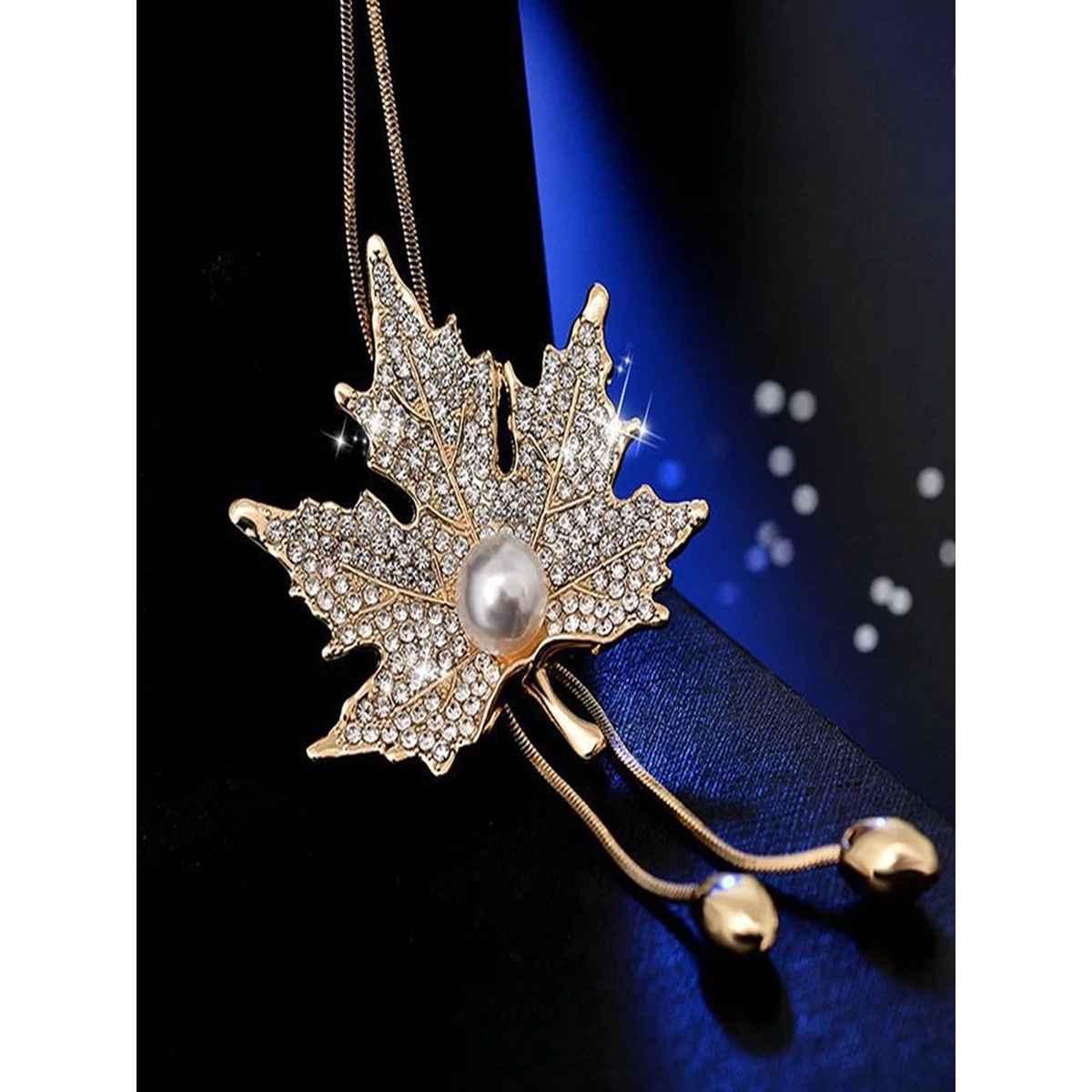 Shining Diva Fashion Stylish Design Crystal Flower Long Chain Pendant for Women | 10785np