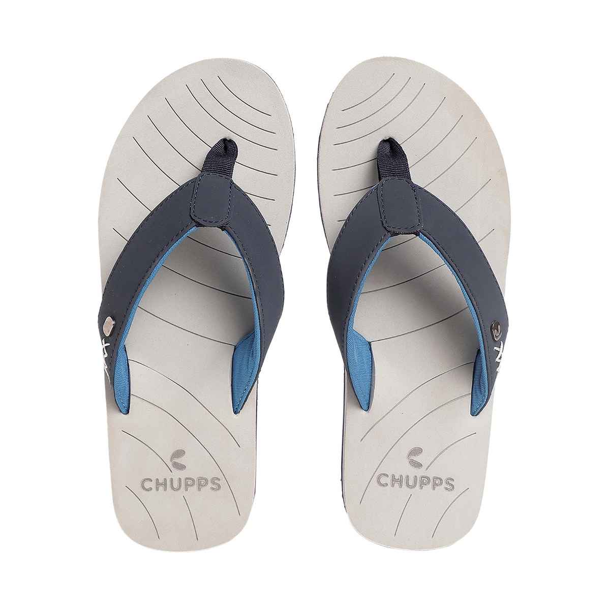 Chupps Men's X-Flex Grey & Blue Flip Flops - UK8
