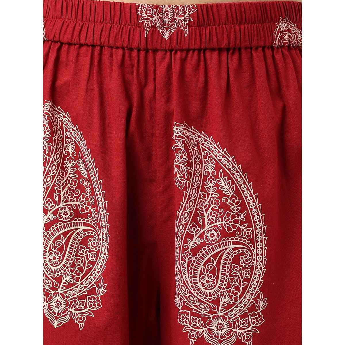 Divena Women s Maroon Paisley Print Cotton Co-ord Set | DK0993 | L