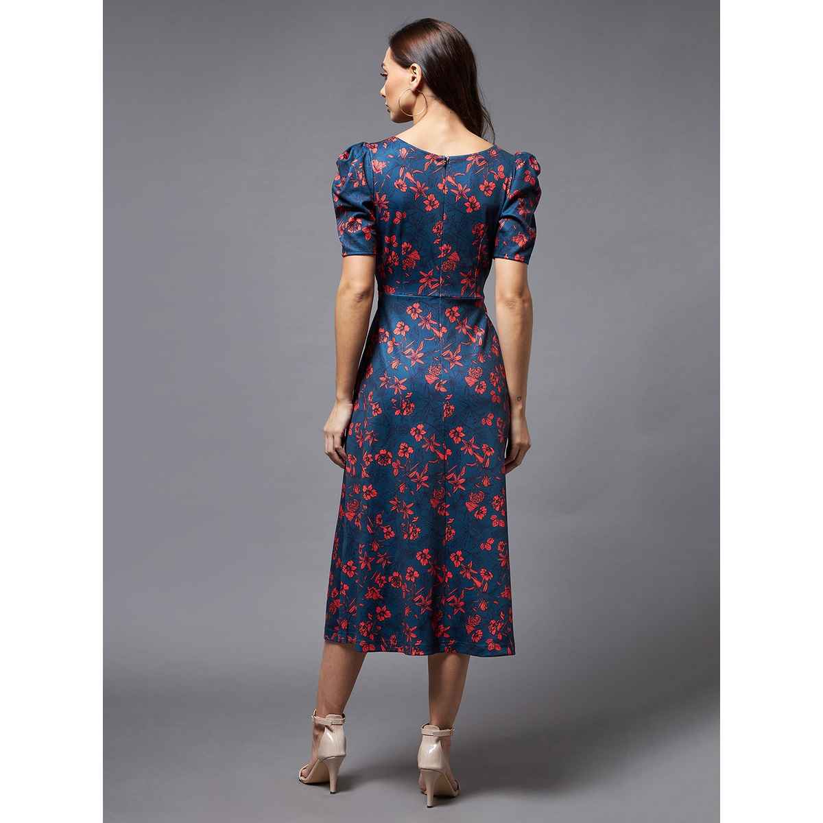 Miss Chase Women s Shining Dreams Printed Dress Multicolored Base Teal | L