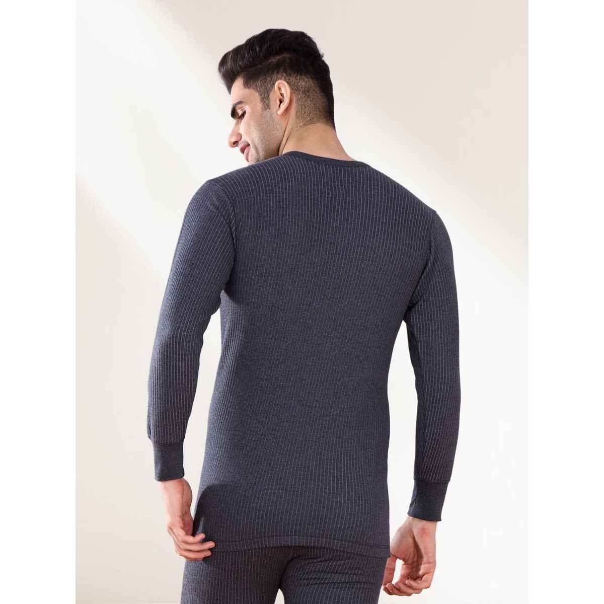 Lux Inferno Round Neck Full Sleeve Thermal Top For Men | Charcoal | 85 | M