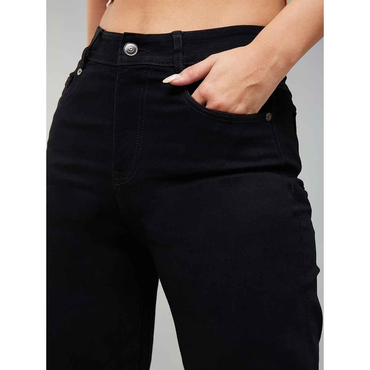 Miss Chase Women s Holiday Mode On Wide Leg Denim Jeans | Black | 32