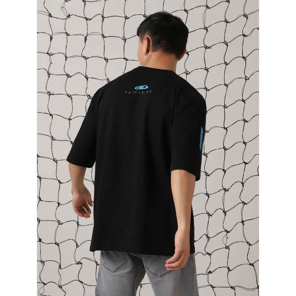 Hubberholme Men's Phygital Graphic Sleeveless Vest Relaxed Fit T-shirt | Black - XL