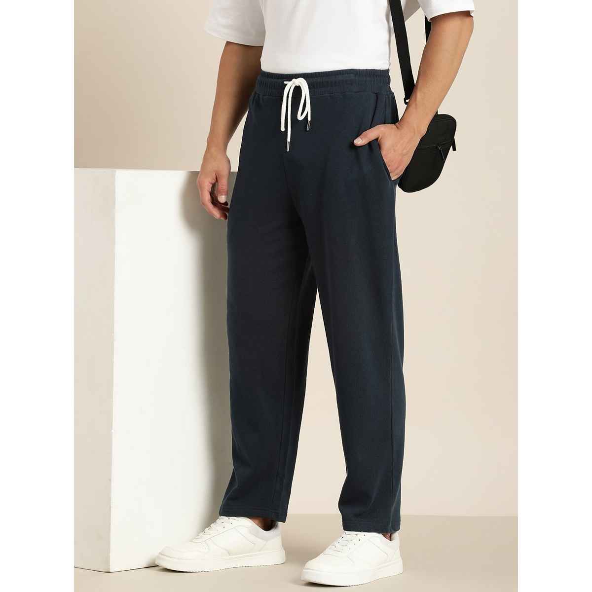 Dillinger Men's Lightweight Relaxed Fit Baggy Knitted Track Pants | Navy Blue - M