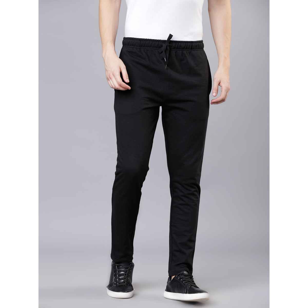 Highlander Men Solid Slim-Fit Track Pant | Black - 34