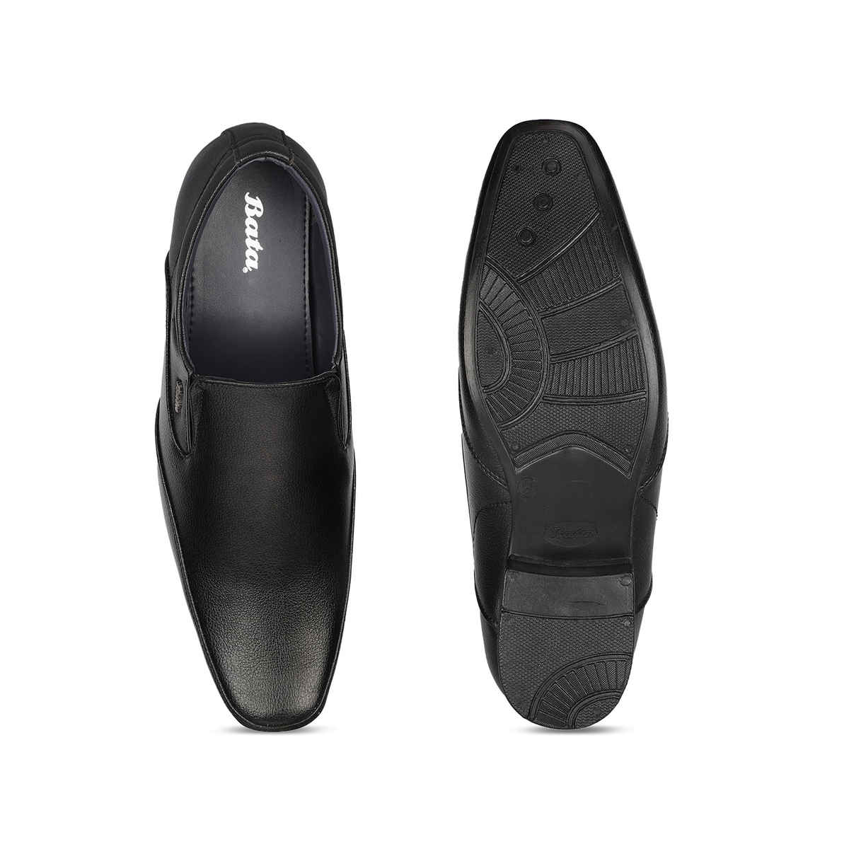 Bata Glossy Black Slip On Formal Shoes For Men | 8 UK