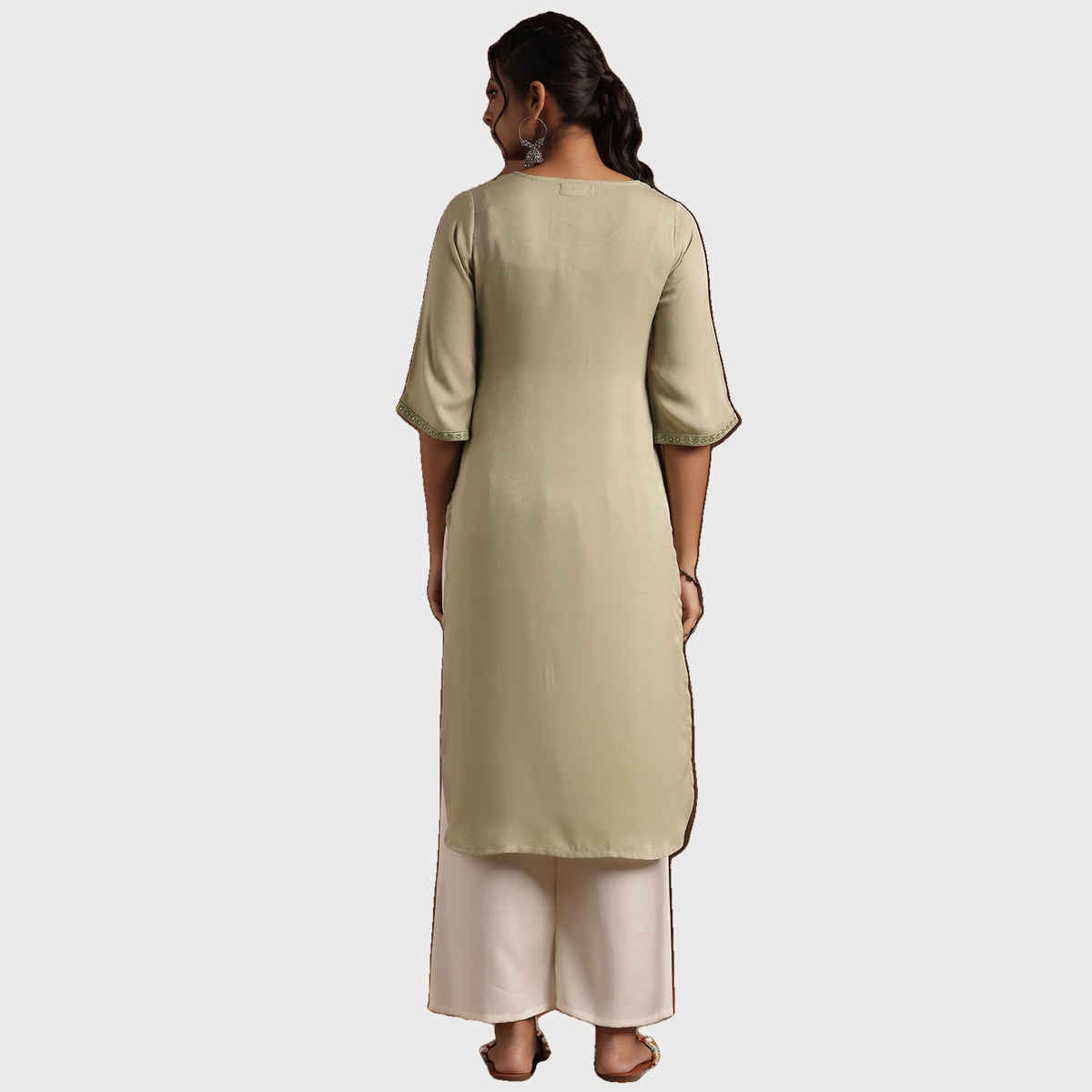 Libas Women's Yoke Design Polyester Straight Kurta | 29205 29205 | Green - XL
