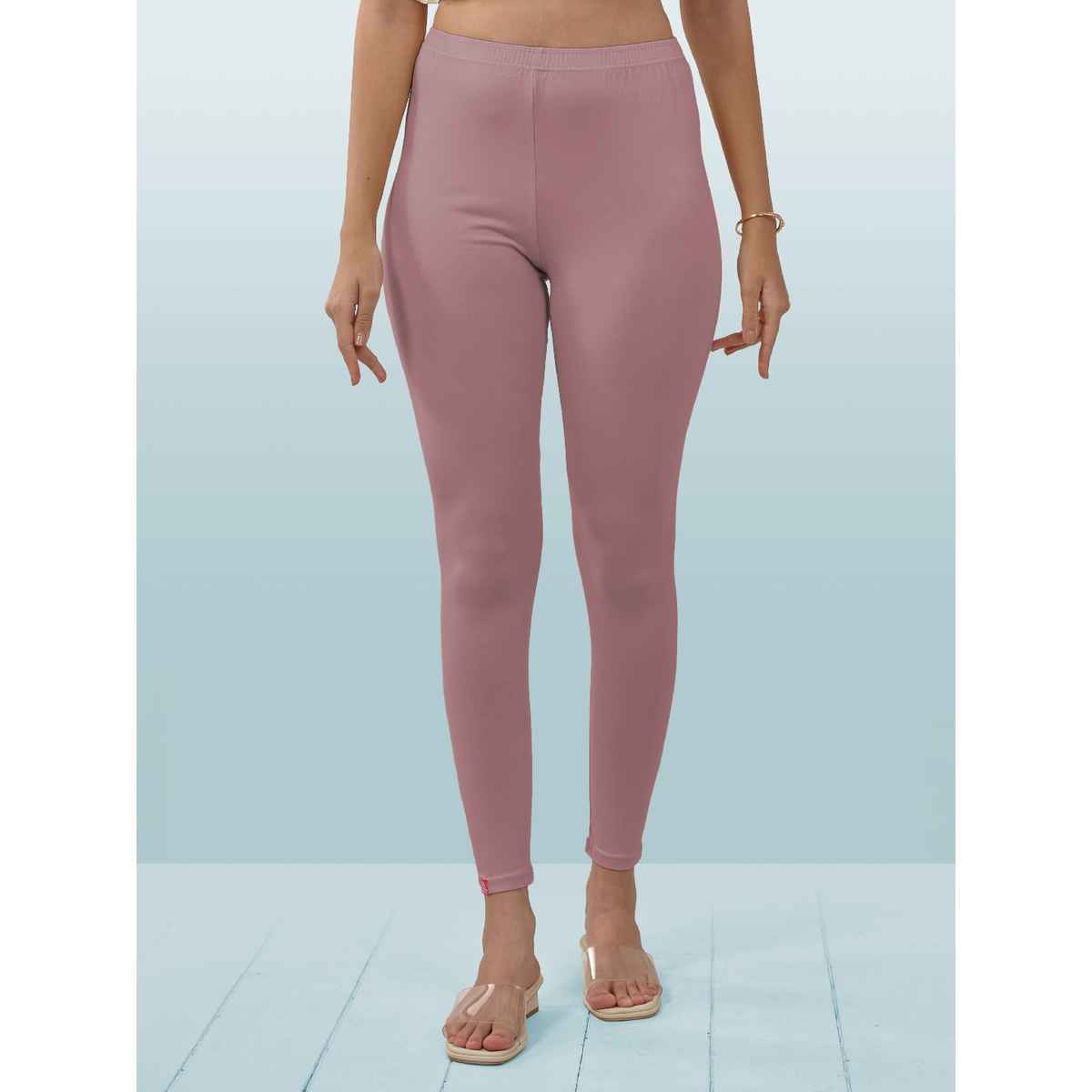Lyra Women's Leggings Ankle Length | Rosy - Free Size