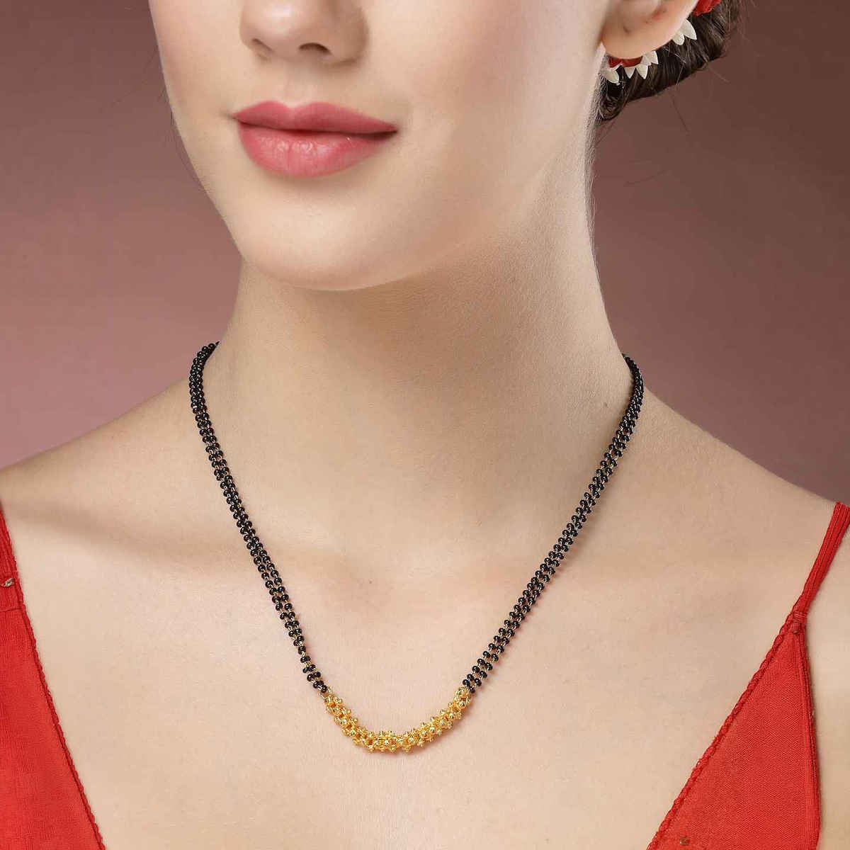 NVR Women's Gold - Plated Black Beaded Mangalsutra | NVR2724
