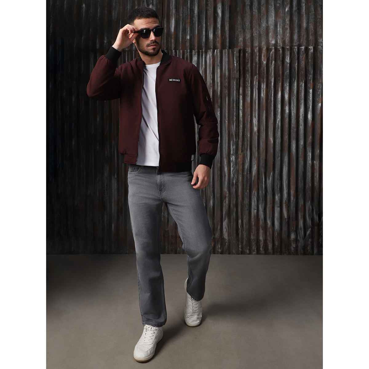 High Star Men's Lightweight Bomber Jacket | Maroon - M