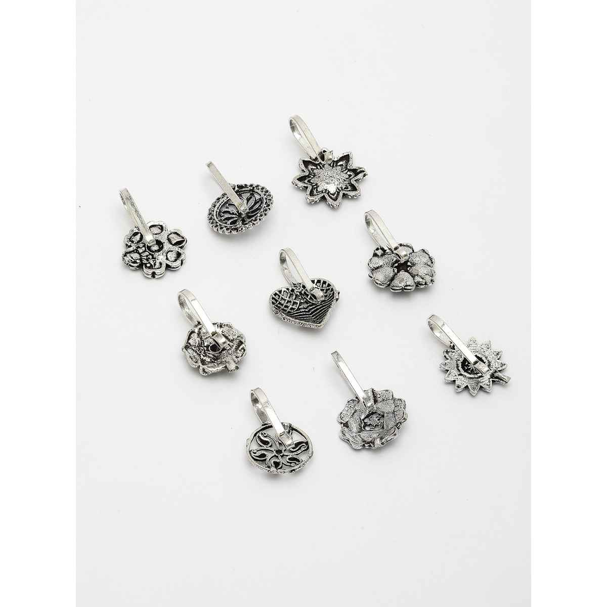 NVR Women's Set of 9 Silver-plated German Silver Nose Pins | NVR2661