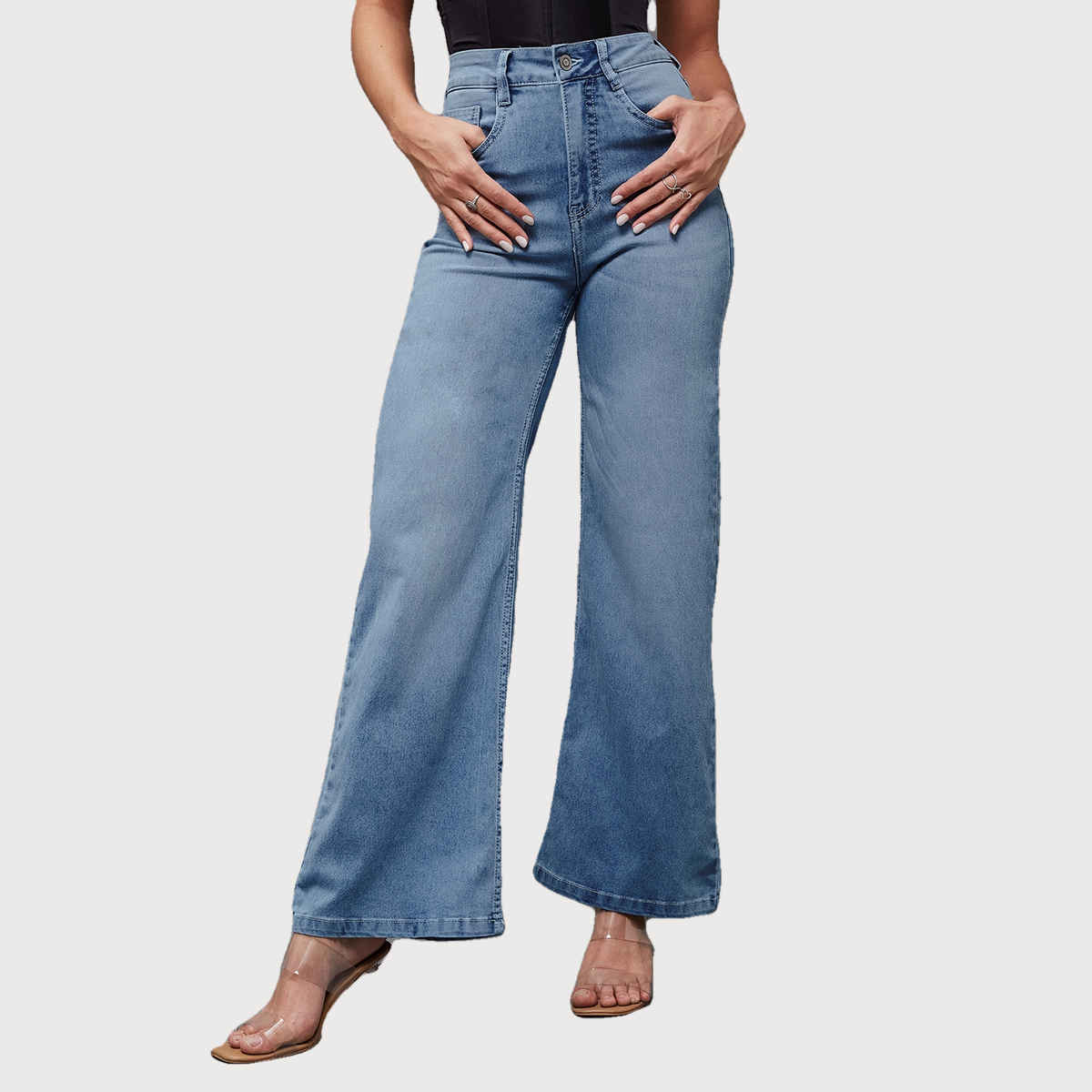 Miss Chase Women s Bring The Heat Wide Leg Jeans | Light Blue | 28