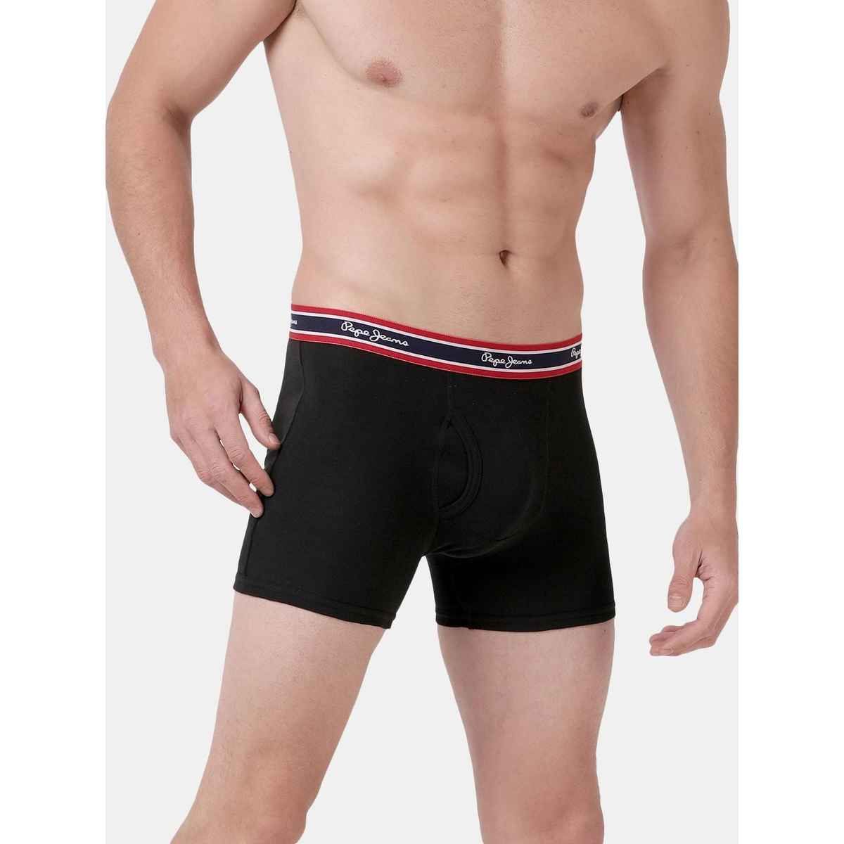 Pepe Jeans Mens Black 100% Cotton Solid Trunk - Pack of 2 (M) Comfort Fit, Soft Fabric