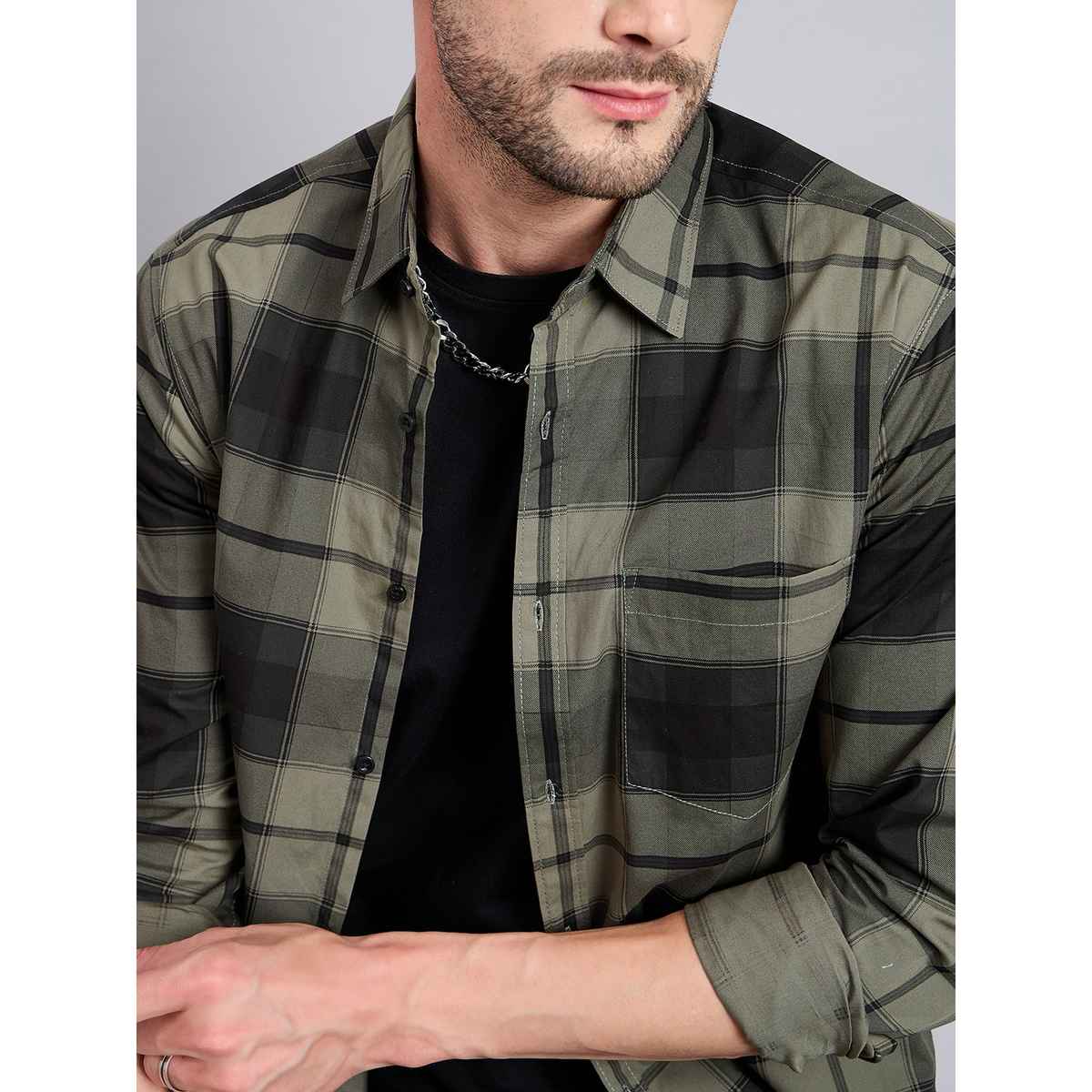 Style Quotient Men Cotton Checks Shirt | M | SS24SQFLECKERED - Green