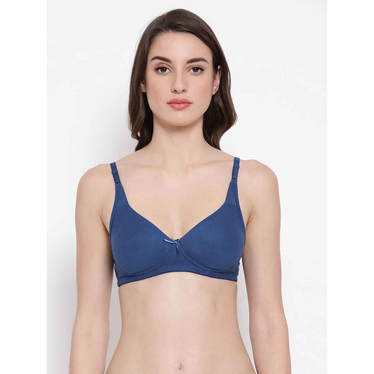 Clovia Women T-Shirt Bra Non-Padded Non-Wired Full Coverage | Blue, Black | 32D