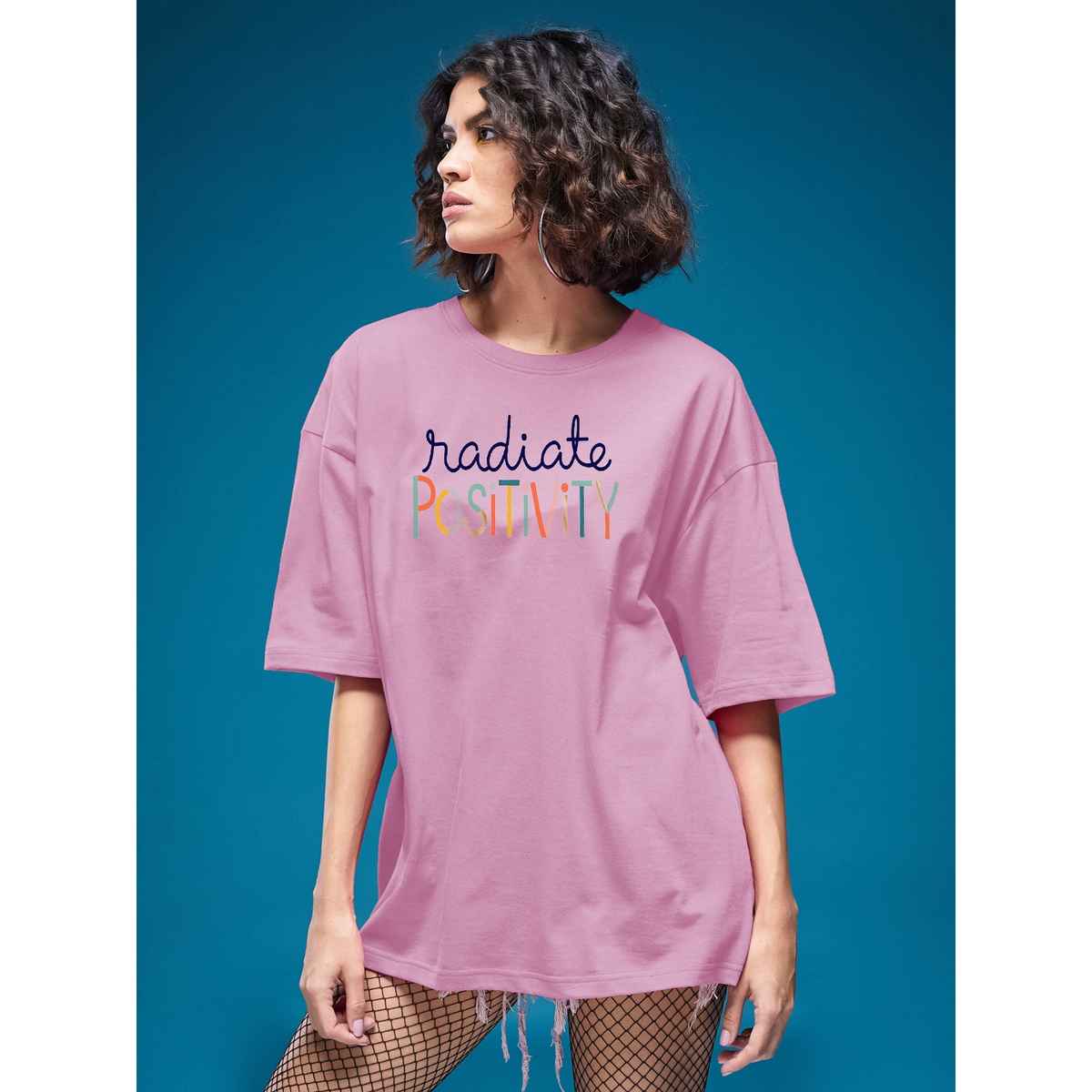Smartees Womens Oversize Printed T-shirt | WW - 2053 | Pink - M